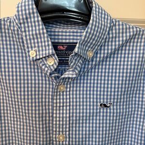 Boy Vineyard Vines size 5 button down dress shirt, blue and white check pattern